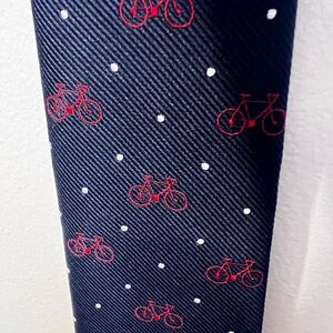 Banana Republic Dark Blue Tie with Red Bicycle Design